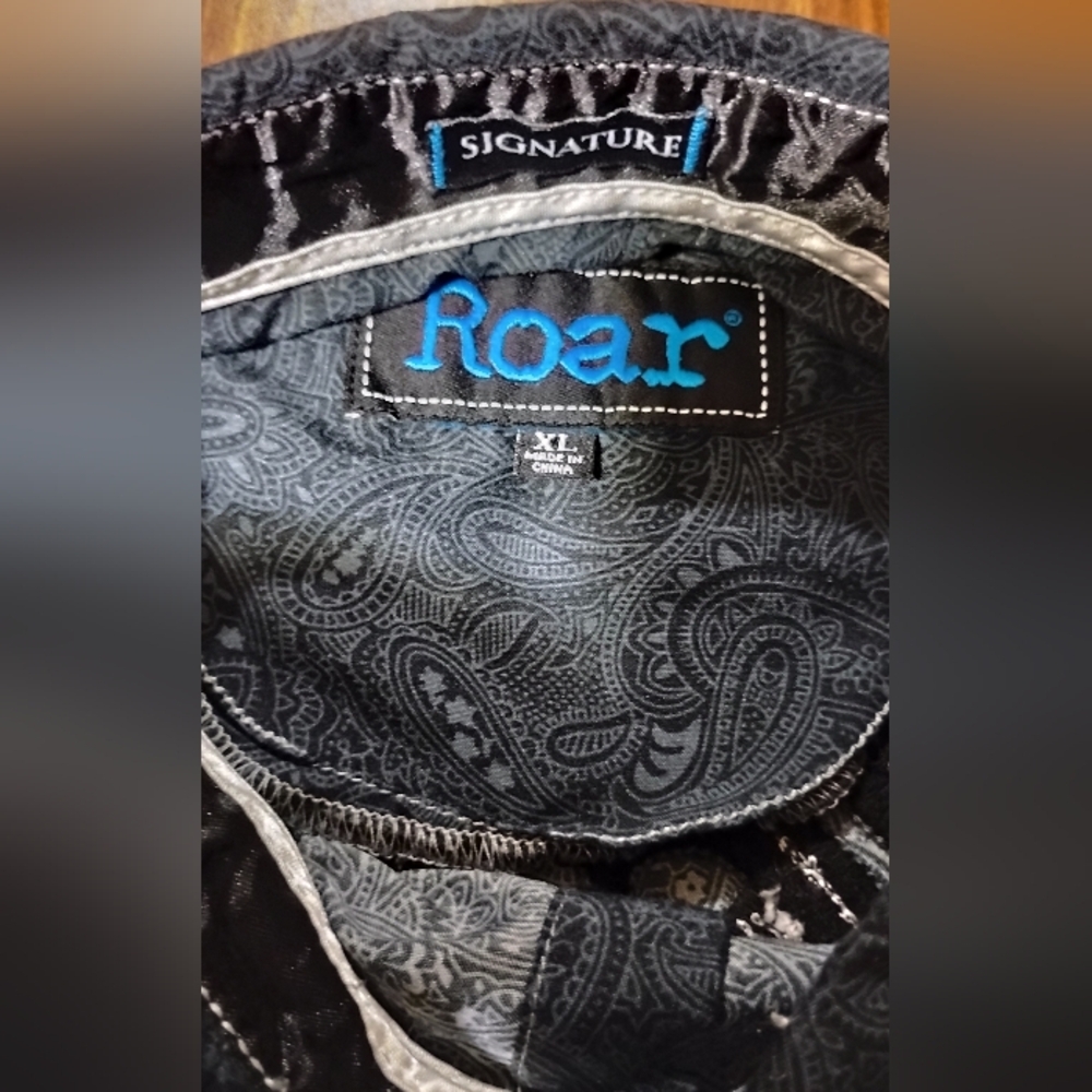 Roar Signature Button Down Shirt Mens XL Black - Picture 6 of 16